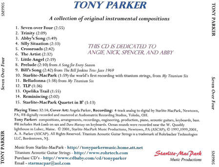 Legacy Recordings – Seven Over Four tray insert - Artist: Tony Parker (ASCAP).