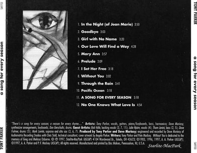 A Song for Every Season tray insert - Artist: Tony Parker (ASCAP).